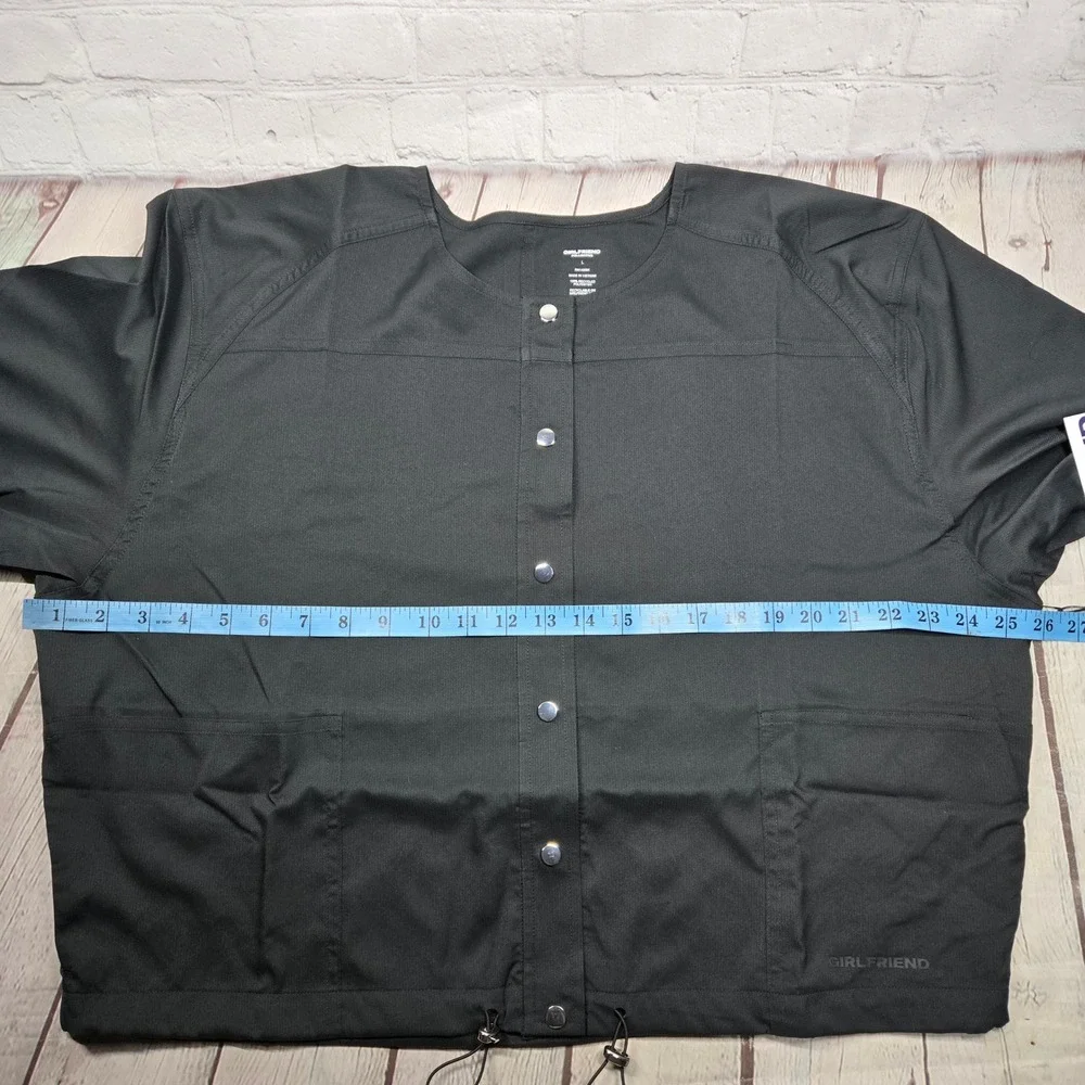 Girlfriend Collective Raquel Snap Front‎ Cropped Jacket Black Large 2022-JB-LG